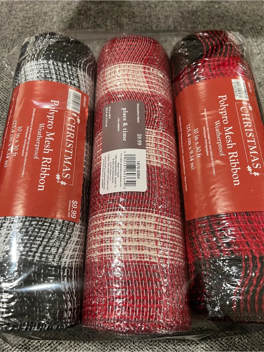 Christmas and place & time Poly Burlap Mesh (Set of 3)